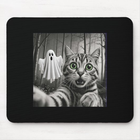 Tapis De Souris Halloween Cat Selfie With Soky Ghost (Devant)
