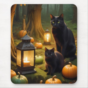 Tapis De Souris Halloween Citrouille Chat mignonne Éffrayante Fest