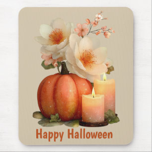 Tapis De Souris Halloween Citrouille et Fleurs élégant