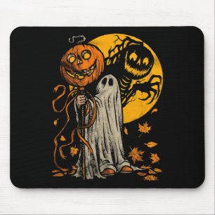 Tapis De Souris Halloween Citrouille Fantôme Automne Feuilles Art 