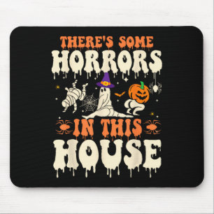 Tapis De Souris Halloween Citrouille fantôme Il y a des horreurs d