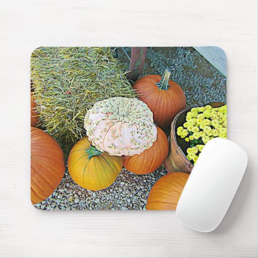Tapis De Souris Halloween Citrouille Hay Automne Affichage Souris  (Avec souris)