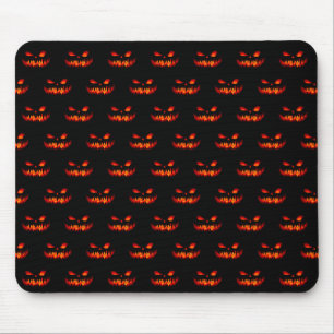 Tapis De Souris Halloween Citrouille Horreur Éffrayante Orange