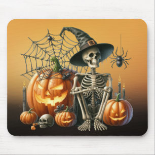 Tapis de souris Halloween Citrouilles squelette