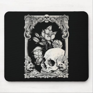 Tapis De Souris Halloween Crâne Pastel Goth Fleur gothique Floral