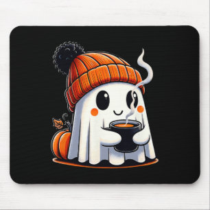 Tapis De Souris Halloween Cute Kawaii Ghost Boire Café Femmes