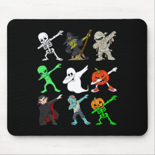 Tapis De Souris Halloween Dabbing Skeleton sorcier et monstres gar
