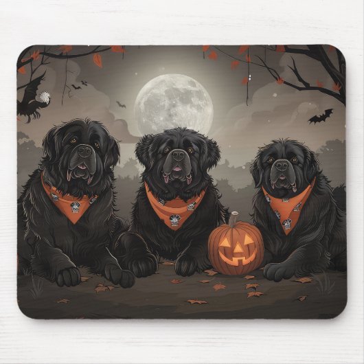 Tapis De Souris Halloween de Terre-Neuve Éffrayant (Devant)