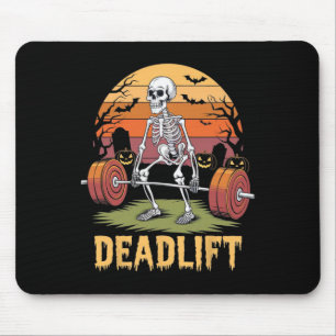 Tapis De Souris Halloween Deadlift Skeleton Gym Workout Poids Lif
