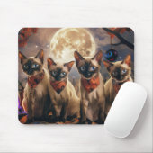 Tapis De Souris Halloween Éffrayant de chats de Siamese (Avec souris)
