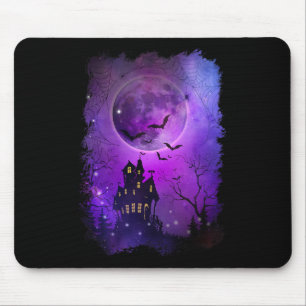 Tapis De Souris Halloween éffrayant Maison Hantée Ts Et Lune De Sa