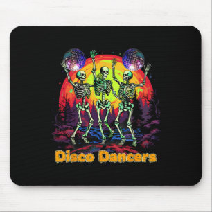 Tapis De Souris Halloween Éffrayant Skeleton Disco Dancers Danser