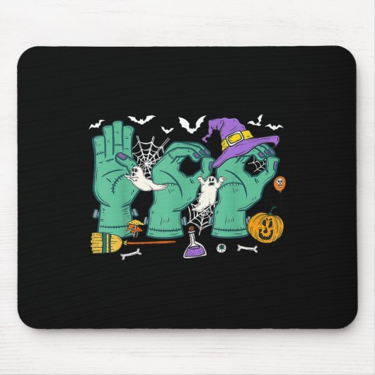 Tapis De Souris Halloween Enseignant Spirituel Boo En Asl Boo Main (Devant)