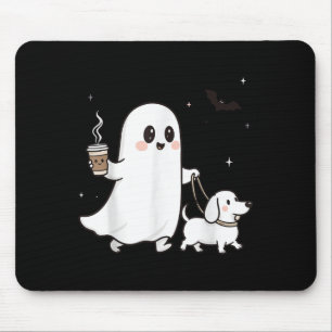 Tapis De Souris Halloween Ghost Walking Chien Saison Éffrayante Ha