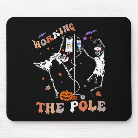 Tapis De Souris Halloween Icu Er Nurse Working The Le Skeleton Dan (Devant)