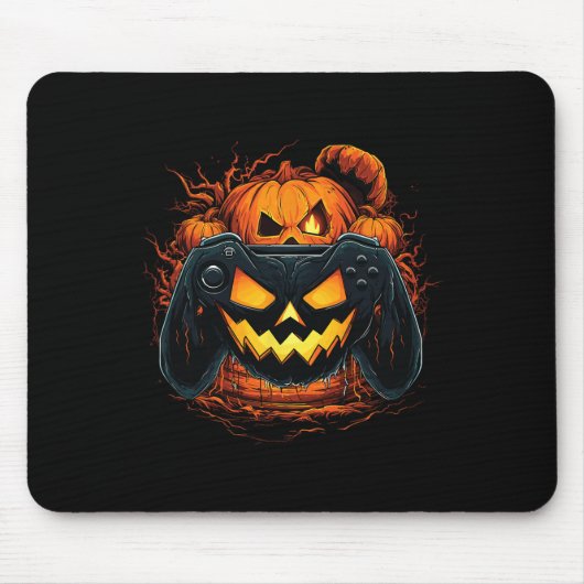 Tapis De Souris Halloween Jack-o'-lantern Citrouille Face Gamer (Devant)