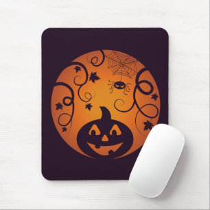 Tapis De Souris Halloween Jack-o'-lantern citrouille visage et ara