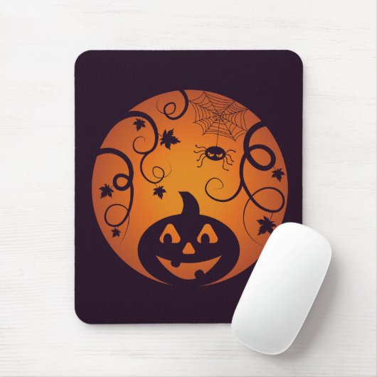Tapis De Souris Halloween Jack-o'-lantern citrouille visage et ara (Avec souris)