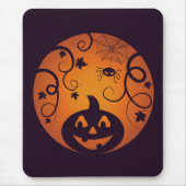 Tapis De Souris Halloween Jack-o'-lantern citrouille visage et ara (Devant)