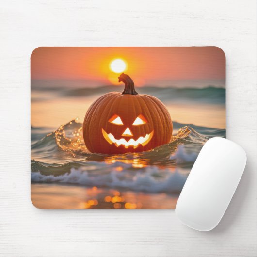 Tapis De Souris Halloween Jack-o-Lantern En Océan (Avec souris)