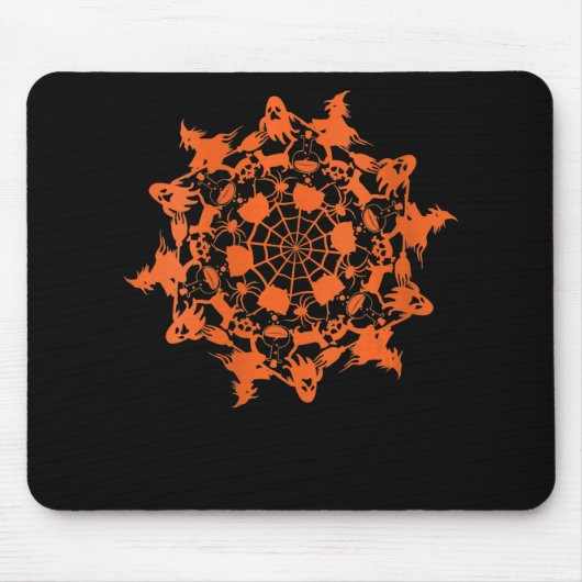 Tapis De Souris Halloween Mandala Spider Witch Ghost Skull (Devant)