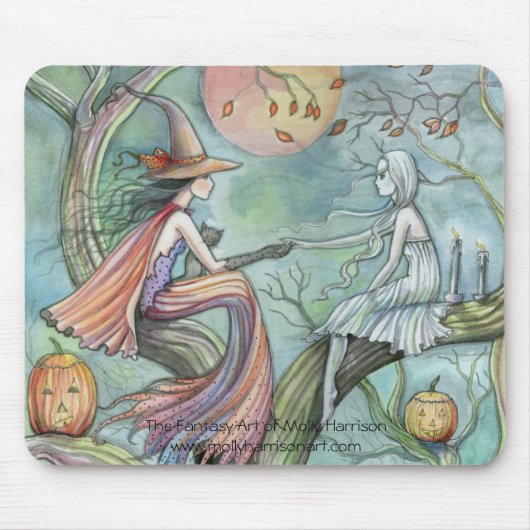 Tapis De Souris Halloween Mousepad, sorcière "Connexion intemporel (Devant)
