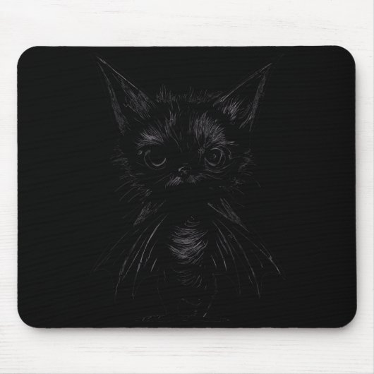 Tapis De Souris Halloween Mpy Black Kitten In Bat Costume (Devant)