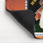 Tapis De Souris Halloween - Petite fille avec chambre et chat noir (Coin)