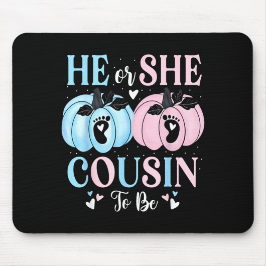 Tapis De Souris Halloween Pumpkin Gender Reveal He Or She Cousin T (Devant)