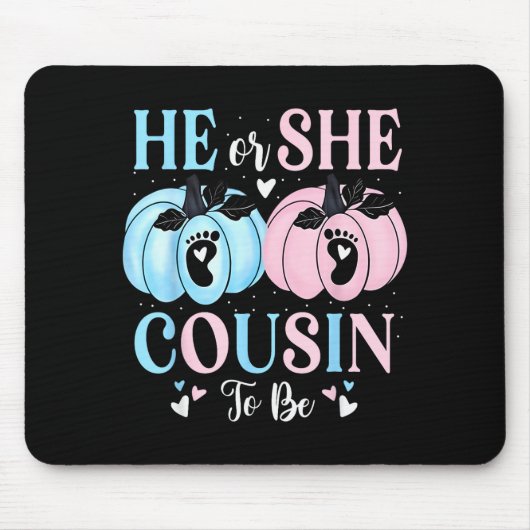 Tapis De Souris Halloween Pumpkin Gender Reveal He Or She Cousin T (Devant)
