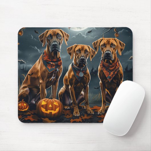 Tapis De Souris Halloween Rhodesian Ridgeback Éffrayant (Avec souris)