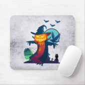 Tapis De Souris Halloween Scarecrow With Bats Crow and Owl (Avec souris)