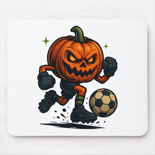 Tapis De Souris Halloween Scary Pumpkin Showing Soccer Skills Spoo (Devant)