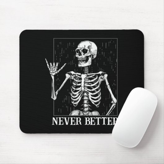 Tapis De Souris Halloween Shaka Hand Sign Never Better Skeleton Fu (Avec souris)