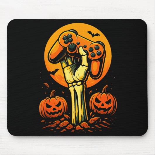 Tapis De Souris Halloween Skeleton Gamer Video Gaming Controller B (Devant)