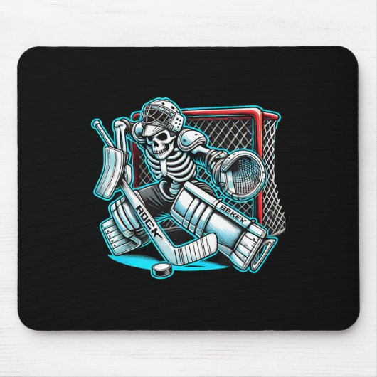 Tapis De Souris Halloween Skeleton Goalie Hockey (Devant)