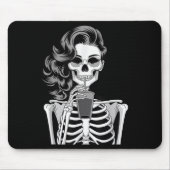 Tapis De Souris Halloween Skeleton Retro Style Drink Beverage Quir (Devant)