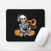 Tapis De Souris Halloween Skeleton Trombone Trombonist (Avec souris)