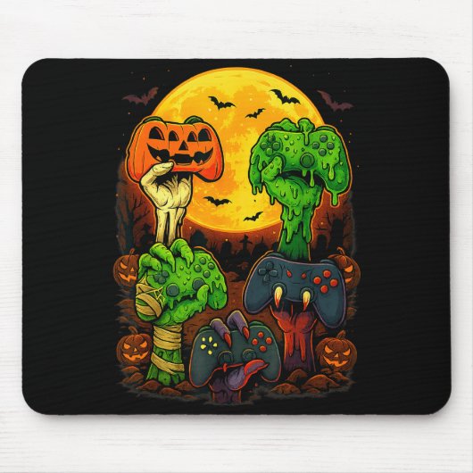 Tapis De Souris Halloween Skeleton Zombie Mummy Gaming Controller  (Devant)