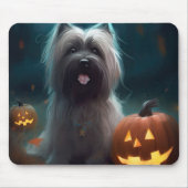 Tapis De Souris Halloween Skye Terrier Avec La Peur Citrouille (Devant)