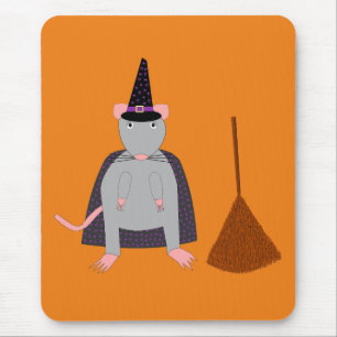 Tapis De Souris Halloween sorcière rat et chambre