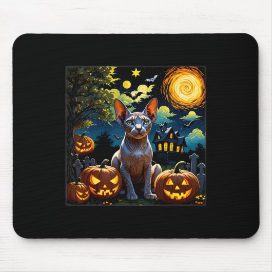 Tapis De Souris Halloween Sphynx étoile (Devant)