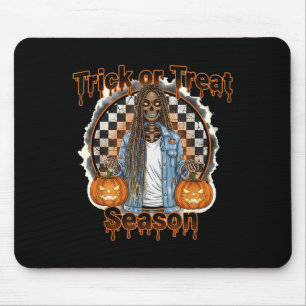 Tapis De Souris Halloween squelette afro-américain saison Citrouil