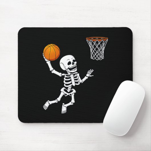 Tapis De Souris Halloween Squelette Dunking Basketball Garçons Fil (Avec souris)