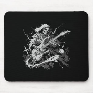 Tapis De Souris Halloween Squelette Jouer Guitare Rock Et Roll Nd