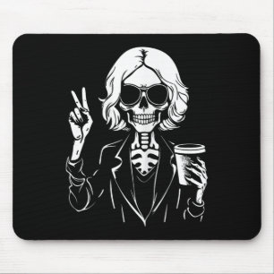 Tapis De Souris Halloween Squelette Lazy Boire Café Café Costum