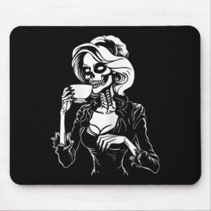 Tapis De Souris Halloween Squelette Lazy Crâne Boire Café Coût