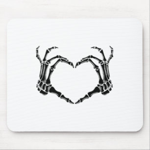 Tapis De Souris Halloween Squelette Mains de coeur