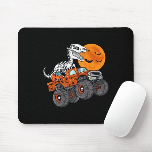 Tapis De Souris Halloween Squelette T Rex Monster Camion Garçons T (Avec souris)