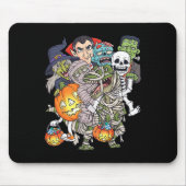 Tapis De Souris Halloween Squelette Zombie équitation maman T Rex (Devant)